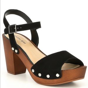 Gianni Bini Rebels Suede Two-Strap Platform Heels